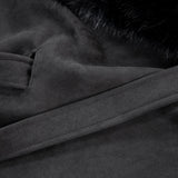 Original USA Suede Belted Cape with Wide Vegan Fur Collar and Cuffs