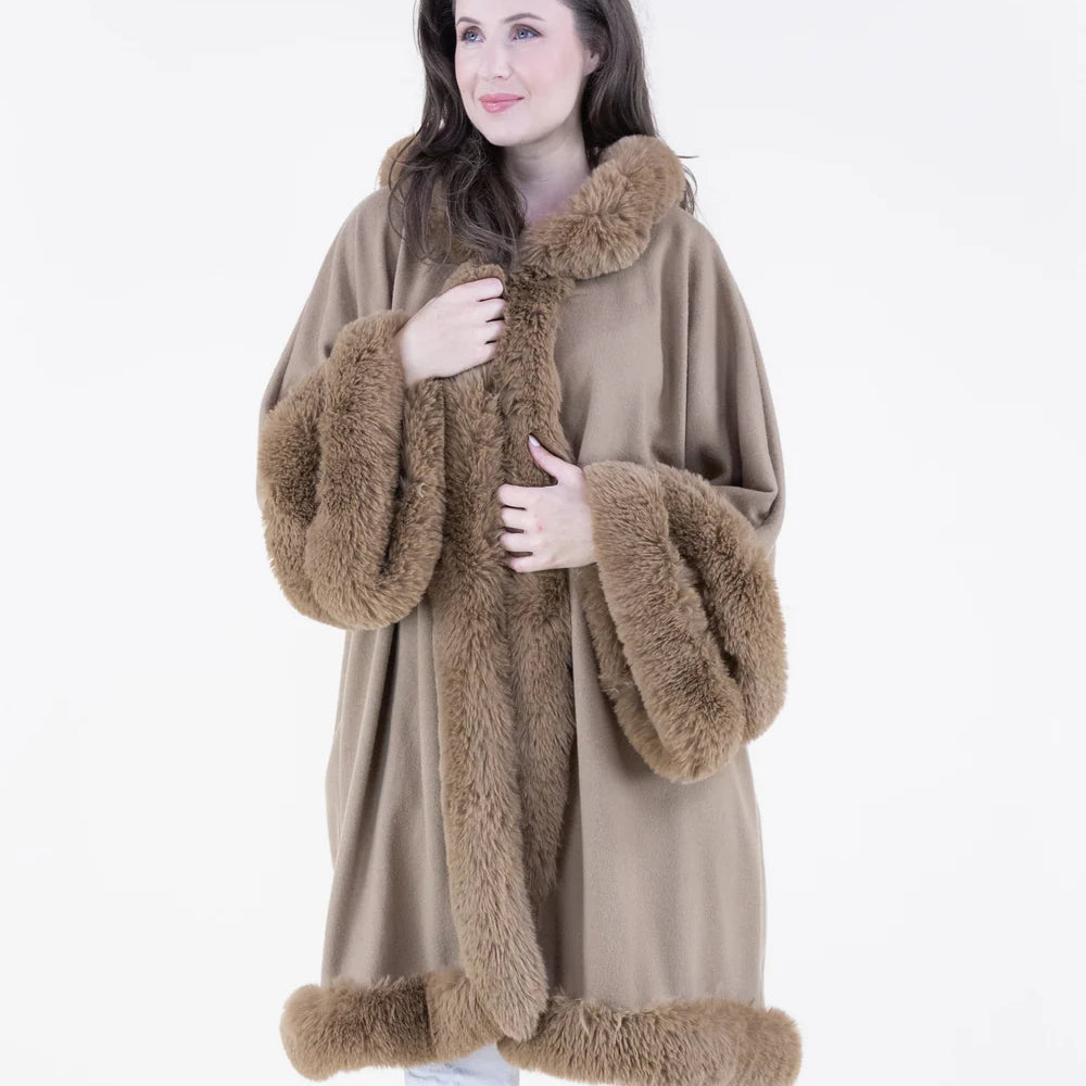 Original USA Double Faux Fur Trim Cuff Hooded Coat