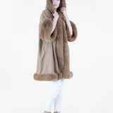 Original USA Double Faux Fur Trim Cuff Hooded Coat