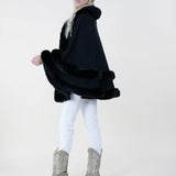 Original USA Double Layered Faux Fur Cape with Hoodie