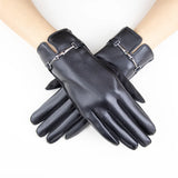 Faux Leather with Chain Link Detail Gloves