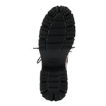 Black boot sole with brand logo on a white background
