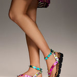 Multicolored sandal with leopard print sole model