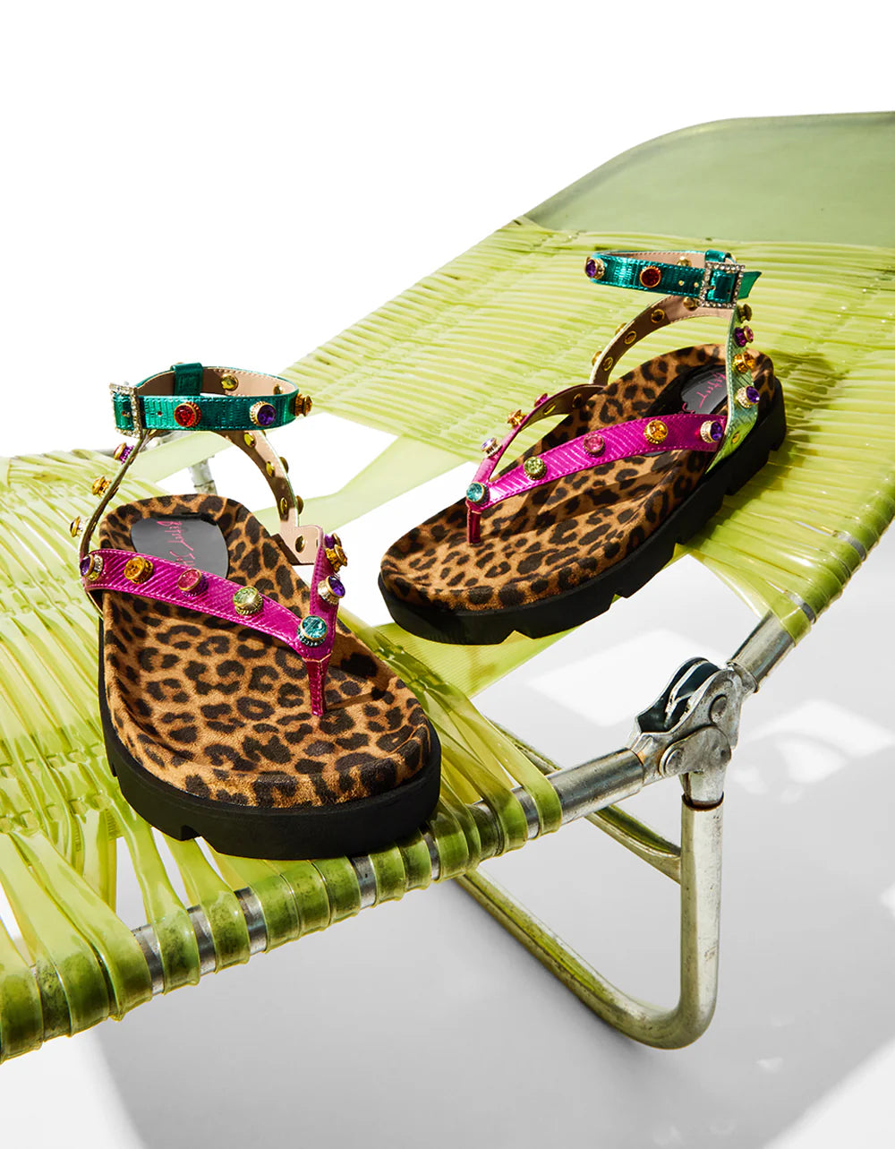 Multicolored sandal with leopard print sole lawn chair