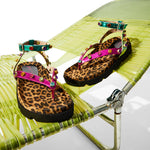 Multicolored sandal with leopard print sole lawn chair