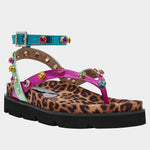 Multicolored sandal with leopard print sole front view