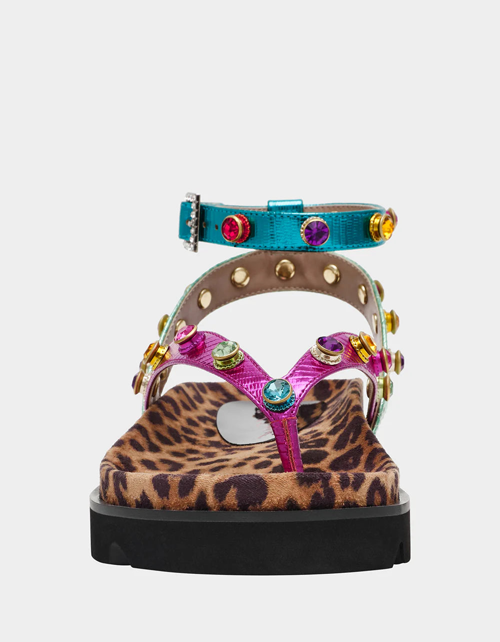 Multicolored sandal with leopard print sole toe box