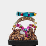 Multicolored sandal with leopard print sole toe box