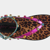 Multicolored sandal with leopard print sole top view