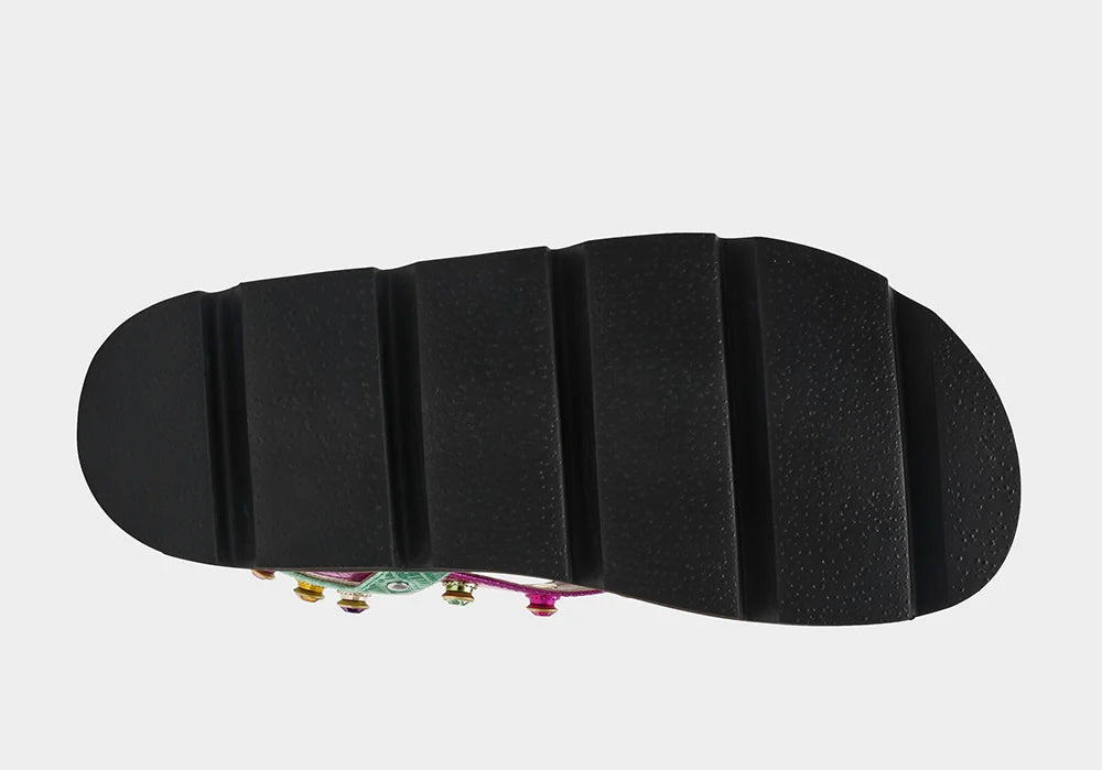 Multicolored sandal with leopard print sole sole view