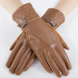 Faux Leather with Quilted Cuff Gloves