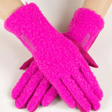 Boucle and Faux Suede Gloves