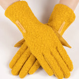 Boucle and Faux Suede Gloves