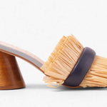 Woven sandal with wooden heel