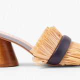 Woven sandal with wooden heel