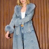 Denim & Blue Faux Fur Coat
