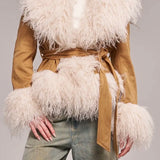 Camel & Cream Faux Fur Trim Jacket