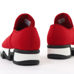 Red slip-on shoe with black & white sole heel alternate view