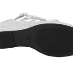 Silver wedge sandal with platform sole sole