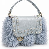 Icy Blue Faux Fur HandBag