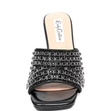Black embellished high-heeled shoes toe box