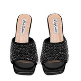 Black embellished high-heeled shoes pair