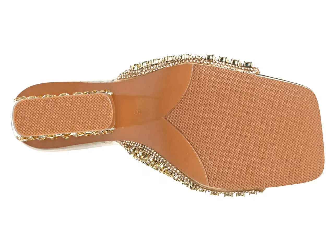 Gold embellished high-heeled shoe sole