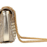 Gold and silver beaded handbag with gold chain strap side view 2