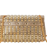 Gold and silver beaded handbag with gold chain strap back
