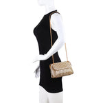 Gold and silver beaded handbag with gold chain strap model