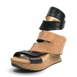 Black and beige wedge sandal