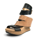 Black and beige wedge sandal