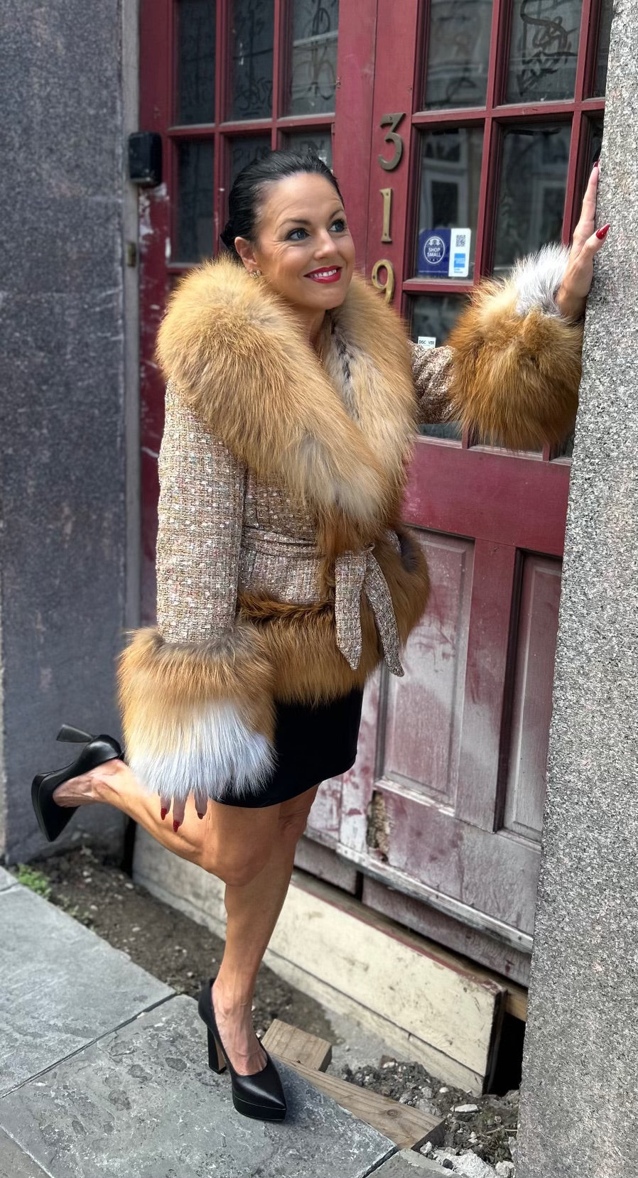 Diana Rosh Wool Fox trim Jacket