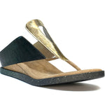 Sandals with gold & silver metallic straps front view alternate
