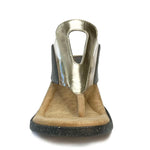 Sandals with gold & silver metallic straps toe box alternate