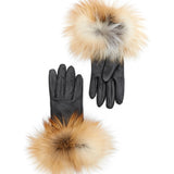 Gold Fox Fur Trimmed Gloves
