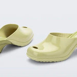 Chartreuse slip-on kitten heel pair