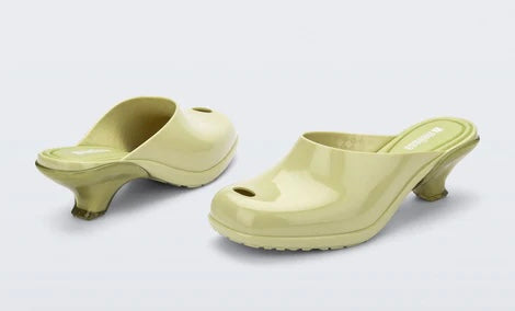 Chartreuse slip-on kitten heel pair