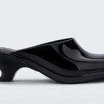 Black slip-on kitten heel close-up