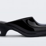 Black slip-on kitten heel close-up