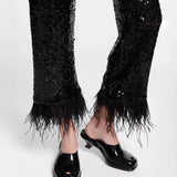 Black slip-on kitten heel model