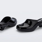 Black slip-on kitten heel pair