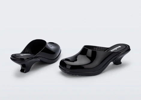 Black slip-on kitten heel pair