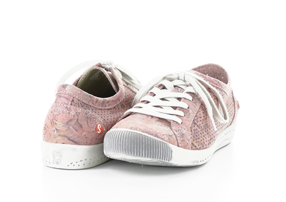 Pink & mauve floral patterned sneaker with white sole pair