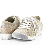 Green & mauve floral patterned sneaker with white sole pair