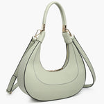 Light green handbag with a hand strap and shoulder strap alt view