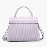 Light green handbag with a chain detail, hand strap and shoulder strap back