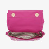 Pink handbag with a bow design opening