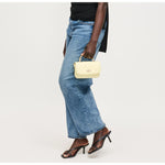 Cream leather quilted handbag with chain strap model 2