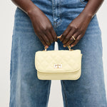 Cream leather quilted handbag with chain strap model 3